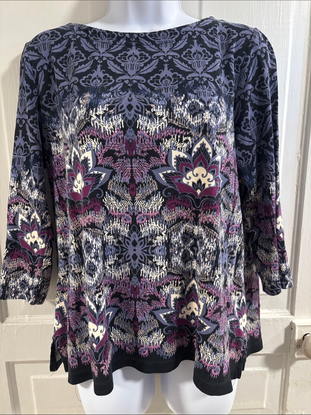 Rafaella Women's Printed 3/4 Sleeve Top - Size PL